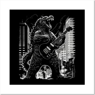 Godzilla Playing a Guitar Posters and Art